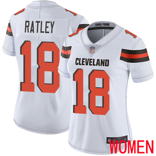 Cleveland Browns Damion Ratley Women White Limited Jersey 18 NFL Football Road Vapor Untouchable